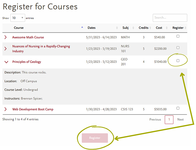 Continuing Studies Register for Courses